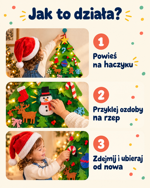 Jak działa choinka z filcu — 3 kroki