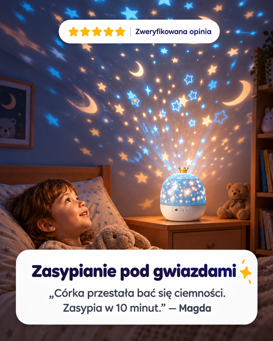 Projektor Nocnego Nieba — lampka LED z muzyką i slajdami — opinia rodzica