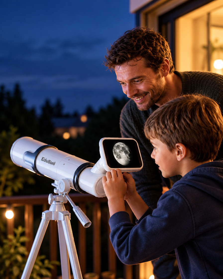 Astroscope — teleskop dla dzieci z cyfrowym okularem i ekranem — w użyciu